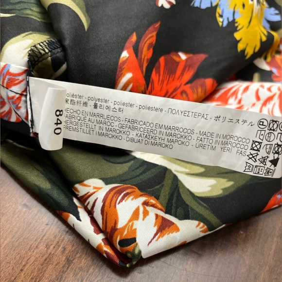 Zara Floral Midi Skirt Size Large Belted Satin Black Boho Chic Hippie Midi GUC - Picture 16 of 16